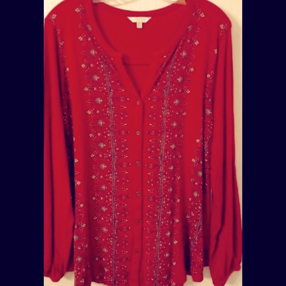 🎉💕 LUCKY BRAND 1X RED TOP! 🎊😍 - Picture 2 of 8